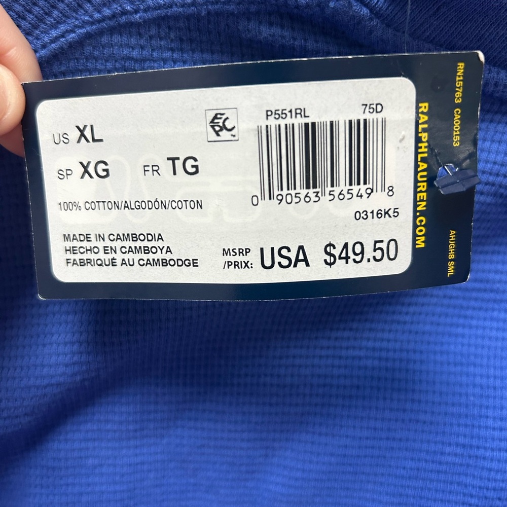 Polo by Ralph Lauren Royal Blue Waffle Knit Top - Picture 4 of 4